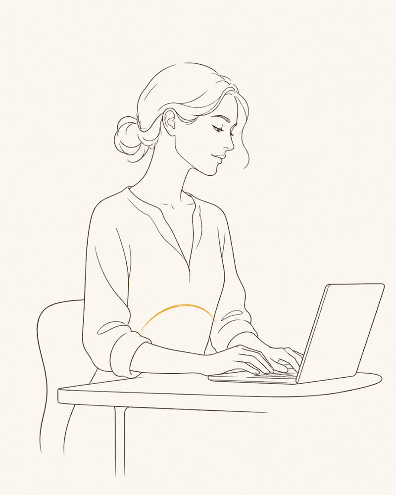 Upright, settled, working calm — the restored default