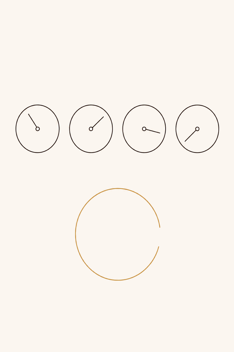 Four lit dials in a row and a fifth, larger one that was never wired up