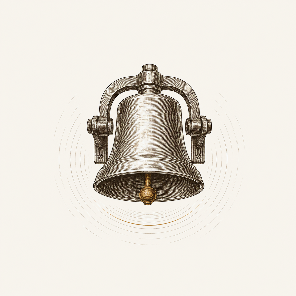 An alarm bell with concentric rings radiating outward — the alarm still ringing after the fire is out